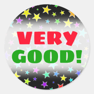"ZEER GOED!" + Leuke, kleurrijke Sterren Pattern S Ronde Sticker