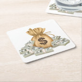 Zeer handige tas en stapels cash Onderzetter set (Schuin)