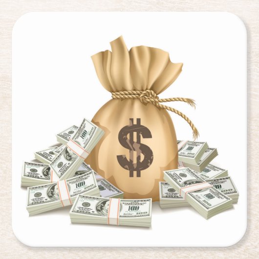 Zeer handige tas en stapels cash Onderzetter set (Voorkant)