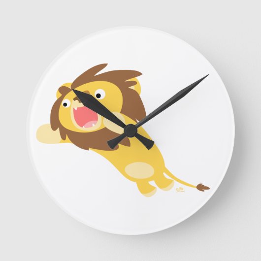 Zeer Hongaarse Cute Cartoon Lion Wall Clock Ronde Klok (Voorkant)
