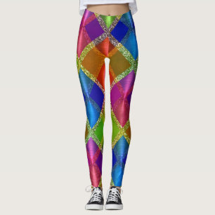 Zeer kleurrijk geometrisch ontwerp met glitter leggings