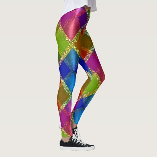 Zeer kleurrijk geometrisch ontwerp met glitter leggings (Rechts)