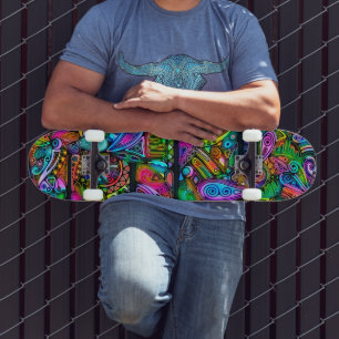 Zeer kleurrijke abstracte vormen art. 10 skateboard