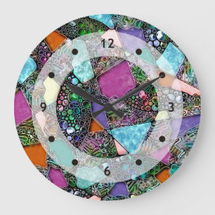 Zeer kleurrijke abstracte vormen art. 11 grote klok