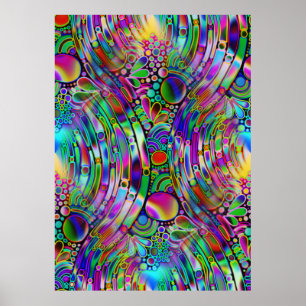 Zeer kleurrijke abstracte vormen kunst 1 poster
