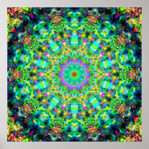 Zeer kleurrijke Psychedelic Mandala Poster