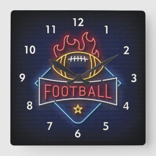 Zeer koel en kleurrijk gesimuleerd neon Football Vierkante Klok