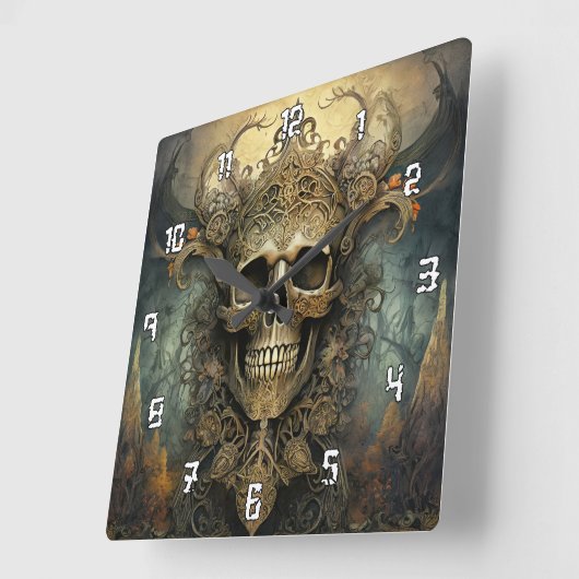 Zeer koele artistieke schedel vierkante klok (Hoek)