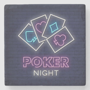 Zeer koele en kleurrijke gesimuleerde Neon Poker N Stenen Onderzetter