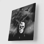 Zeer kool, gothische stijl, raven en schedel Samha Vierkante Klok (Hoek)