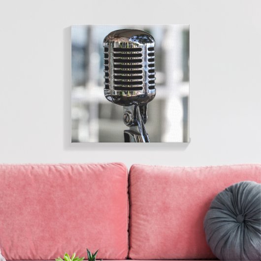Zeer koude  Retrostijl microfoon Canvas Afdruk (Insitu (Woonkamer))