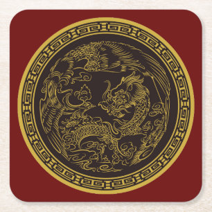 Zeer leuk Chinees Dragon Onderzetter Set