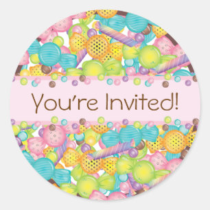 Zeer lief kleurrijk Snoep Collectie Verjaardag Ronde Sticker