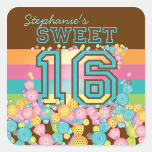 Zeer lief kleurrijk Snoep Collectie Verjaardag Vierkante Sticker