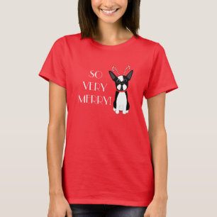 ZEER MERRY! Boston Terrier Kerstmis T-shirt