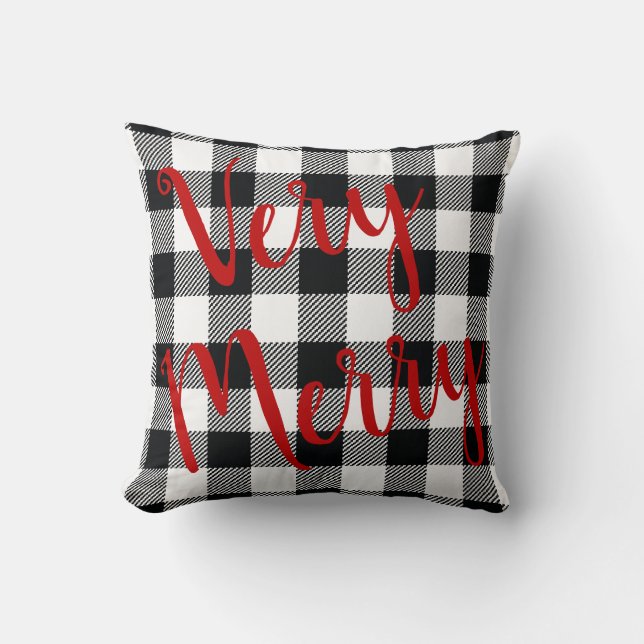 Zeer Merry Buffalo Check Pattern Farmhouse Pillow Kussen (Voorkant)