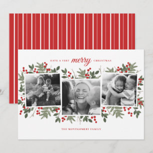 Zeer Merry Evergreen-kerstfotokaart