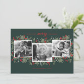 Zeer Merry Evergreen-kerstfotokaart (Staand voorkant)