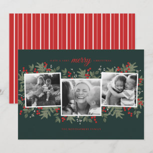 Zeer Merry Evergreen-kerstfotokaart