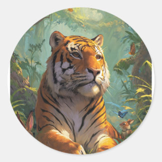 Zeer mooie tijger 🐯 ontwerp op ronde sticker