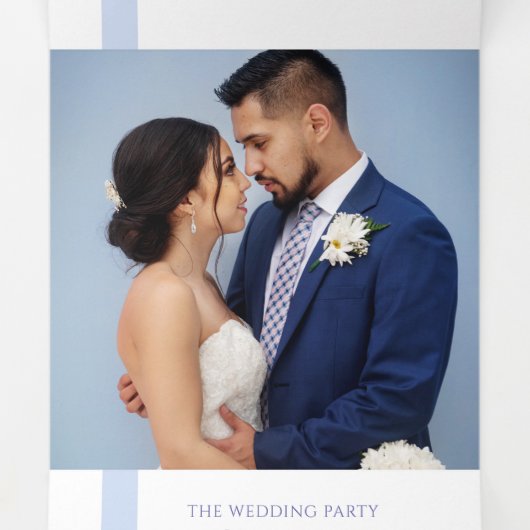 Zeer peri blauwe tropische botanica lijnbruiloft drieluik programma (Binnenkant midden)