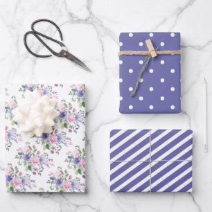 Zeer Peri Paarse roze Floral bruiloft Inpakpapier Vel