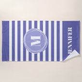 Zeer peri Striped Monogram Aangepast   Strandlaken (Voorkant)