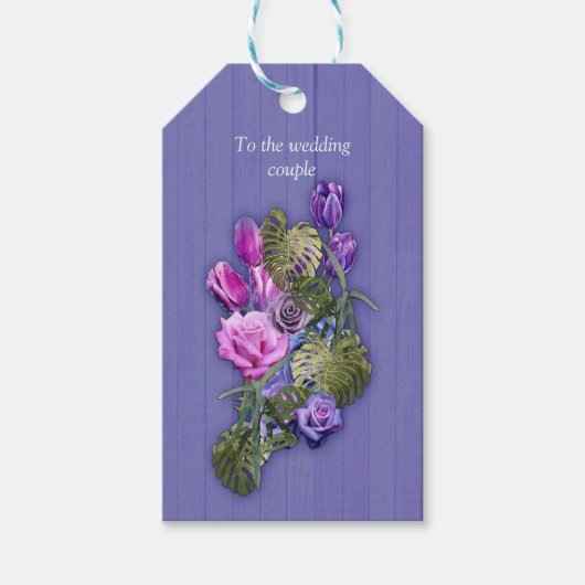 Zeer peri-Waterverf, Rozen, Tulpen Cadeaulabel (Voorkant)