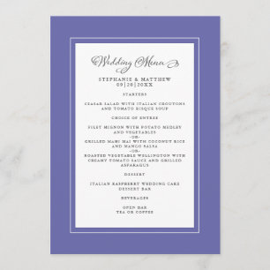 Zeer peri & White Wedding Modern Chic Elegant Menu