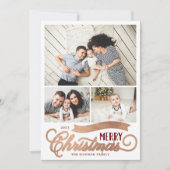 Zeer prettig kerstscript 3 Foto Feestdagenkaart (Voorkant)