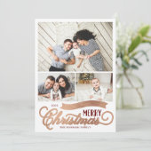 Zeer prettig kerstscript 3 Foto Feestdagenkaart (Staand voorkant)