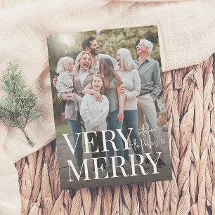 Zeer prettige familie Foto Moderne kerstfeestdag Feestdagenkaart