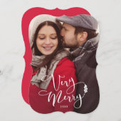 Zeer prettige kerstfotokaarten voor White Script Kaart (Voorkant / Achterkant)