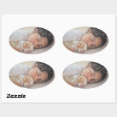 Zeer schattig kind en beagle puppy ovale sticker (Vel)