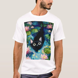 Zeer schattige zwarte kat t-shirt
