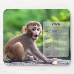 Zeer Schattigee Baby Monkey 2024 Kalender Muismat