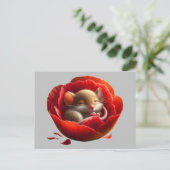 Zeer Schattigee Baby Muis Slapen in de Poppy Briefkaart (Staand voorkant)