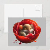 Zeer Schattigee Baby Muis Slapen in de Poppy Briefkaart (Voorkant / Achterkant)