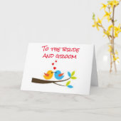 **ZEER SPECIALE LOVEBIRDS** OP **TROUWDAG" KAART (Gele Bloem)