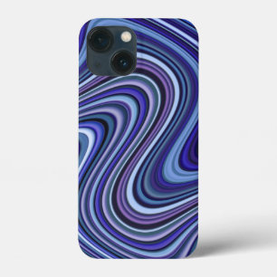 Zeer uniek patroon van blauw-waardebloerlijnpatroo iPhone 13 mini hoesje