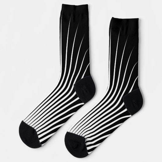 Zeer uniek wit en zwart streep patroon sokken (Links)