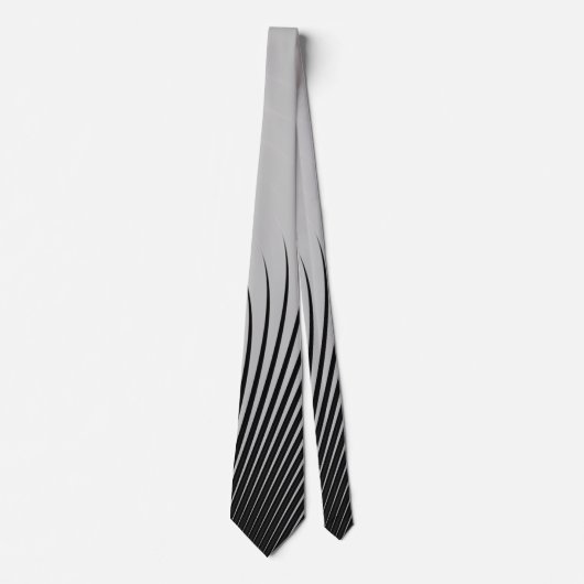 Zeer uniek zwart-wit zilver grijs stripe patroon stropdas (Voorkant)