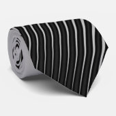 Zeer uniek zwart-wit zilver grijs stripe patroon stropdas (Opgerold)