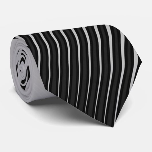Zeer uniek zwart-wit zilver grijs stripe patroon stropdas (Opgerold)