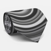 Zeer uniek zwart-wit zilvercurvemaanpatroon stropdas (Opgerold)