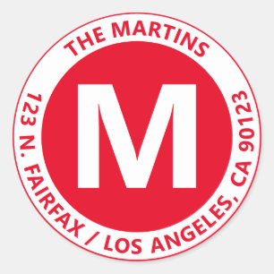 Zeer vaak Vette, moderne, rode en witte monogram e Ronde Sticker