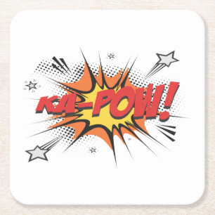 Zeer vette Ka-Pow-Onderzetter set Vierkante Kartonnen Onderzetter