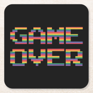 Zeer vette klassieke arcade GAME OVER Vierkante Kartonnen Onderzetter