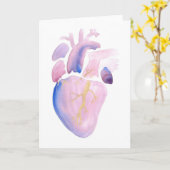 Zeer violet hart kaart (Gele Bloem)