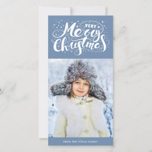 Zeer vrolijk kerst fotokaart Leisteenblauw Feestdagenkaart